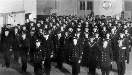 (Winnipeg, 1938) The Men of the Winnipeg Division, mustered in the Gertrude Avenue Barracks. 